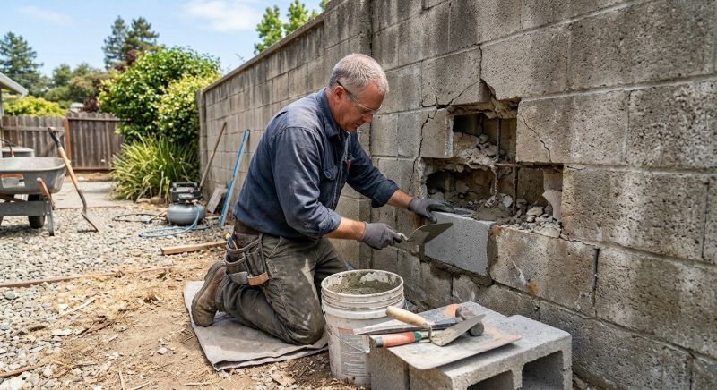 Cinder Block Wall Repair in Calhoun County, MI
