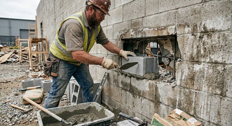 Cinder Block Wall Repair in Mattawan, MI