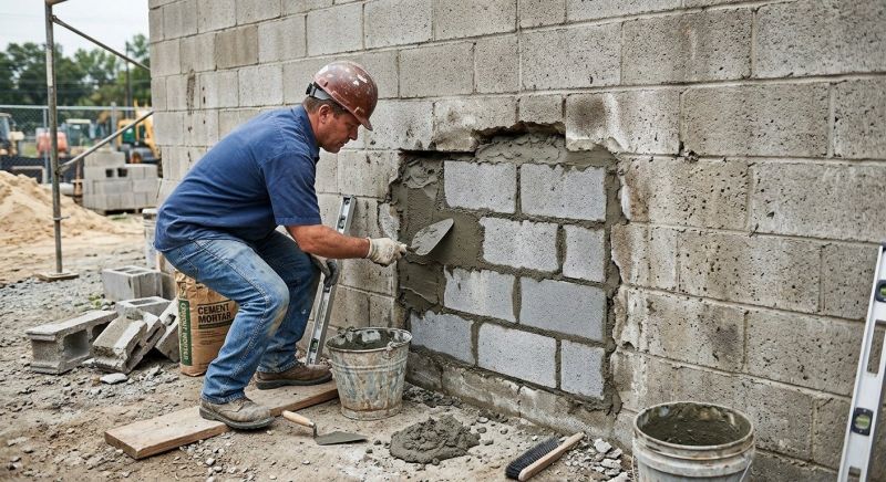 Cinder Block Wall Repair in Mendon, MI