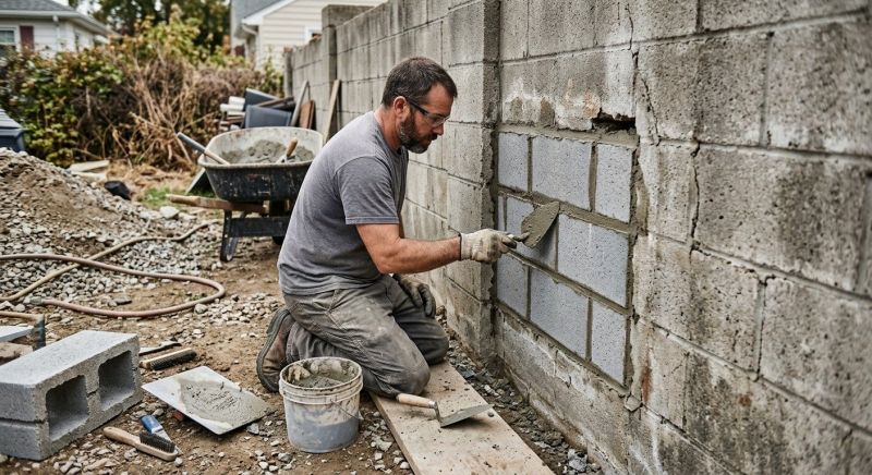 Cinder Block Wall Repair in Vicksburg, MI