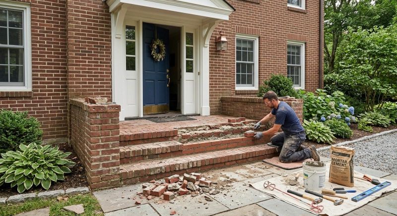 Entryway Brick Repair in Kalamazoo, MI